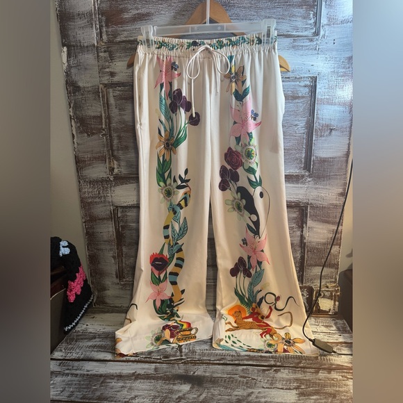 Pants - Floral Wide Leg Pants